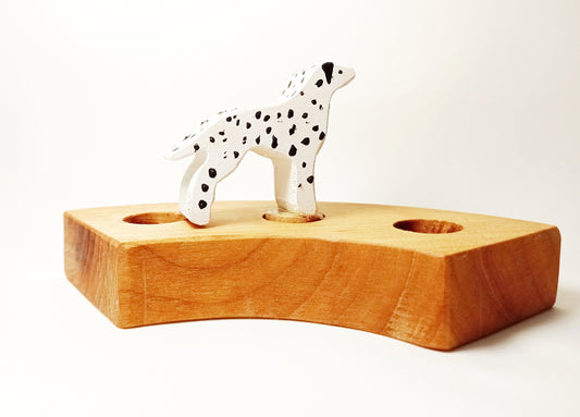 Dalmatian dog celebration ring ornament, wooden animals birthday ornament, dalmatian birthday decoration, waldorf inspred birthday tradition