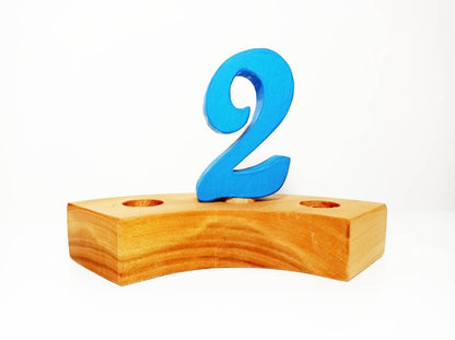 number two birthday celebration ring ornament, waldorf ring ornament, waldorf decoration, birthday ring decoration, wooden celebration ring,