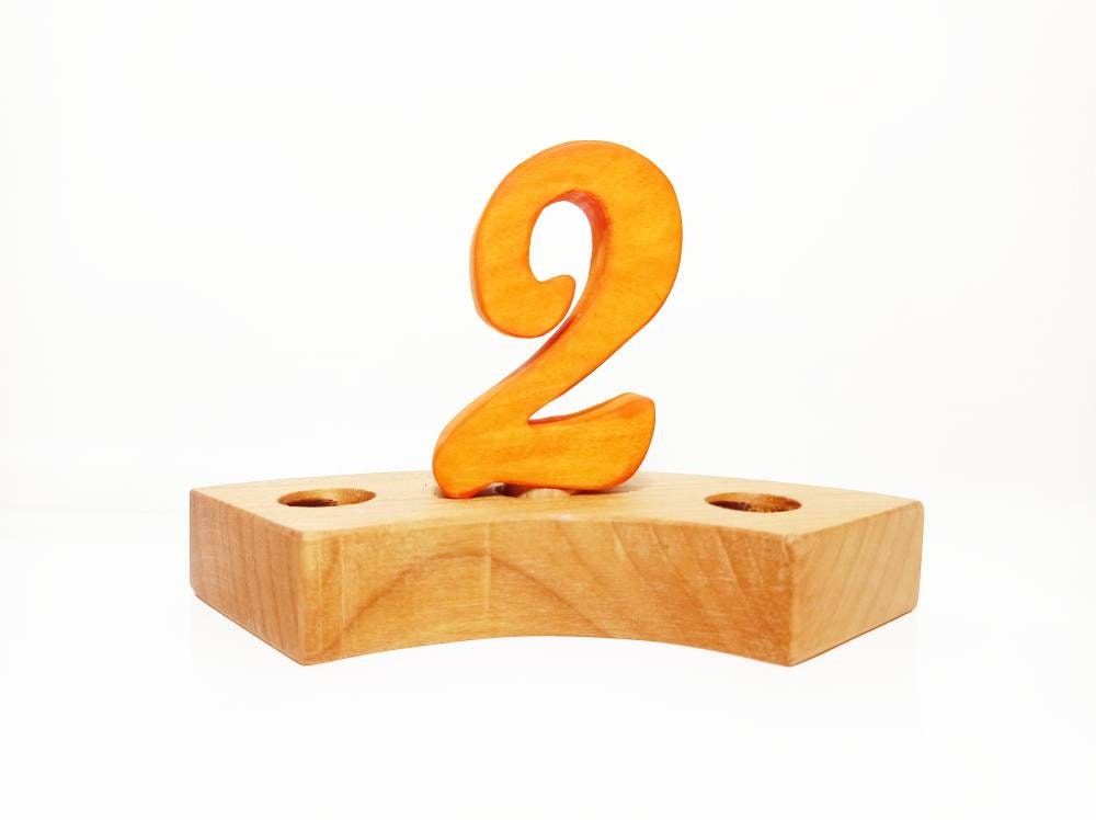 number two birthday celebration ring ornament, waldorf ring ornament, waldorf decoration, birthday ring decoration, wooden celebration ring,