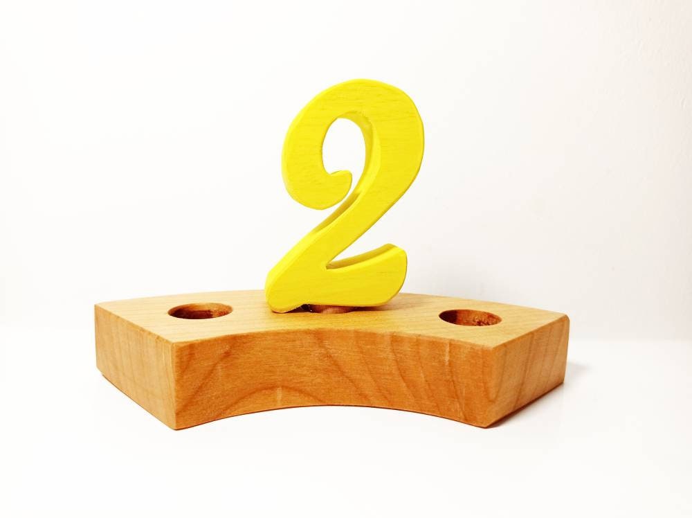 number two birthday celebration ring ornament, waldorf ring ornament, waldorf decoration, birthday ring decoration, wooden celebration ring,