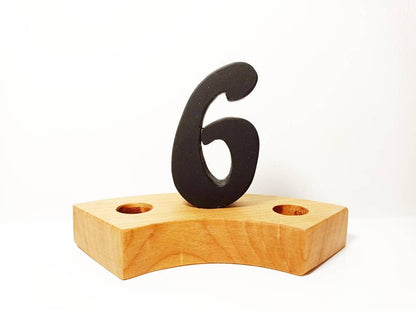 number six birthday ring ornament, waldorf ring ornament, waldorf decoration, waldorf wooden birthday decoration, number 6 ring ornament,