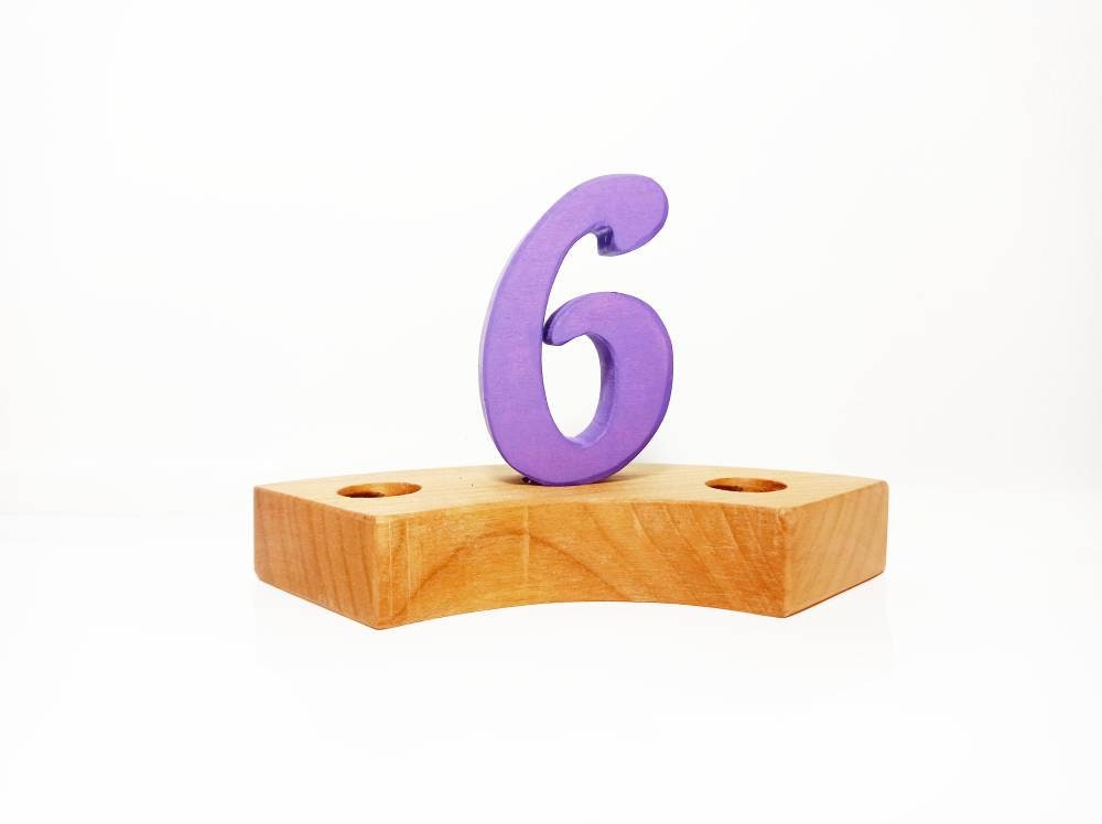 number six birthday ring ornament, waldorf ring ornament, waldorf decoration, waldorf wooden birthday decoration, number 6 ring ornament,