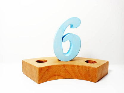 number six birthday ring ornament, waldorf ring ornament, waldorf decoration, waldorf wooden birthday decoration, number 6 ring ornament,