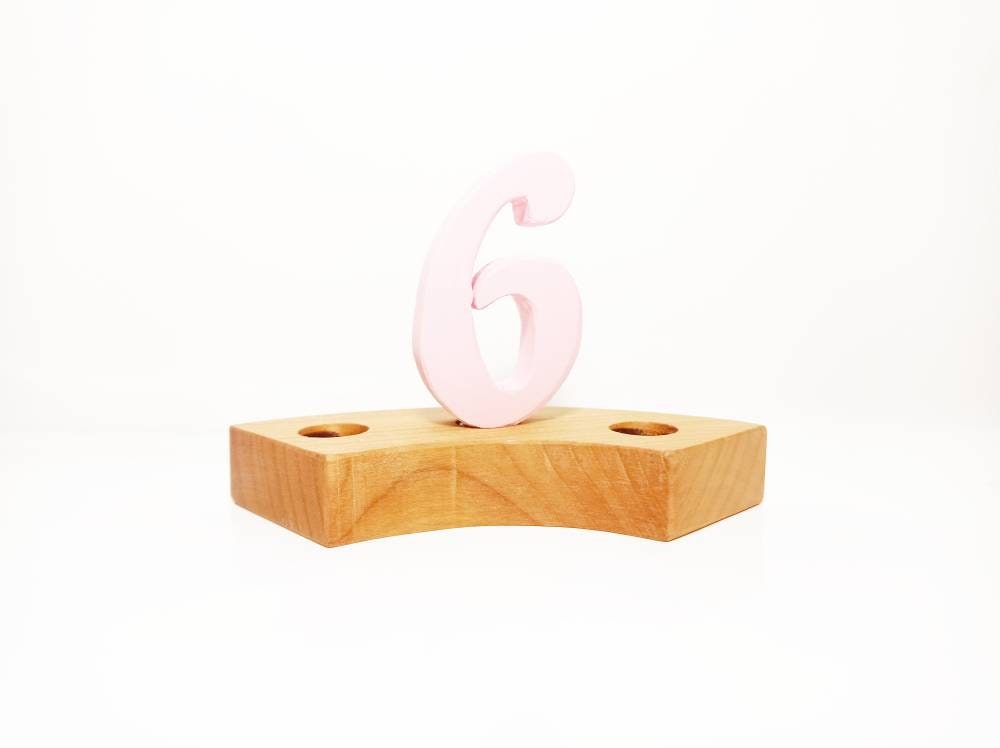 number six birthday ring ornament, waldorf ring ornament, waldorf decoration, waldorf wooden birthday decoration, number 6 ring ornament,