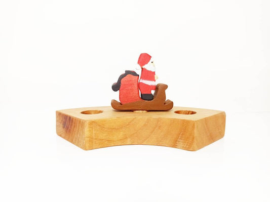 Santa sleigh birthday celebration ring ornament, advent spiral ornament, christmas waldorf ring ornament, natural table decor, jaar ring