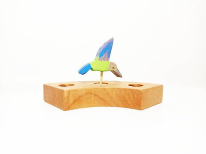 Hummingbird birthday celebration ring ornament, waldorf wooden ring ornament, bird waldorf birthday ornaments, seasonal table decoration