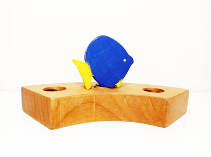 Blue tang fish waldorf celebration ring ornament