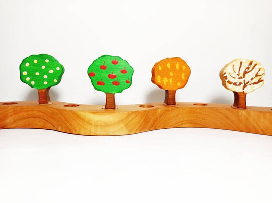 Four seasonal trees celebration ring ornaments, birthday ring ornament, waldorf seasonal table decoration, waldorf inspired birthday decor