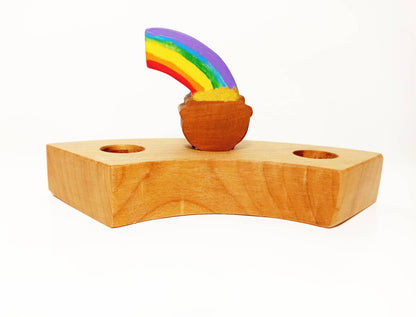 Rainbow in a pot of gold celebration birthday ring ornament, waldorf birthday ring decoration, seasonal table  decoration, waldorf inspired