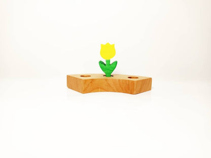 Yellow tulip ring ornament, waldorf ring ornament decoration, birthday ring decoration, celebration ring orament, waldorf wooden ornament