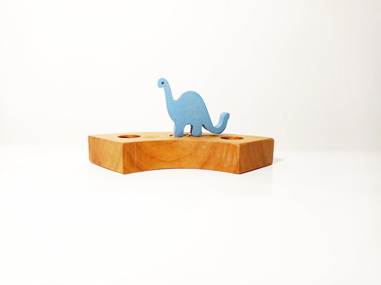 Dino brontosaurus birthday ring ornament, dinosaur celebration ring ornament, waldorf decoration, wooden waldorf ring, dino brontosaurus