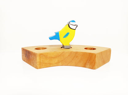 Blue tit bird waldorf celebration birthday ring ornamen