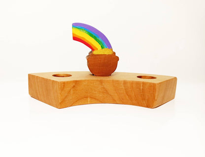 Rainbow in a pot of gold celebration birthday ring ornament, waldorf birthday ring decoration, seasonal table  decoration, waldorf inspired