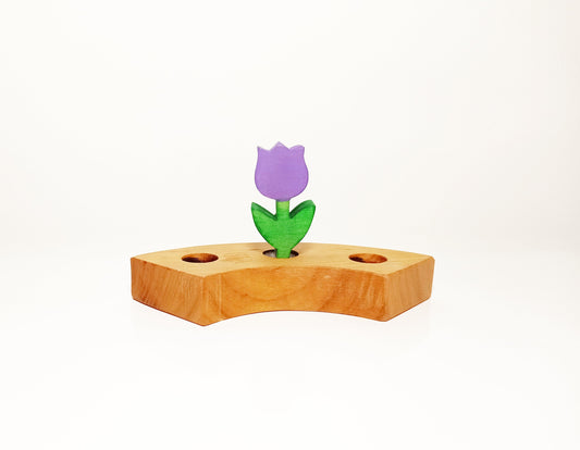 Purple tulip ring ornament, celebration birthday ring decor, tulip waldorf ornament, waldorf birthday decoratation, spring natural table