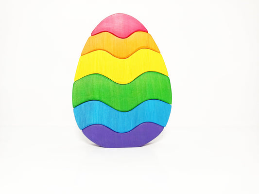 Wooden stacking egg, rainbow stacker, easter wooden toy, easter gift, easter egg, wooden stacking toy, kids gift, easter, wooden toy