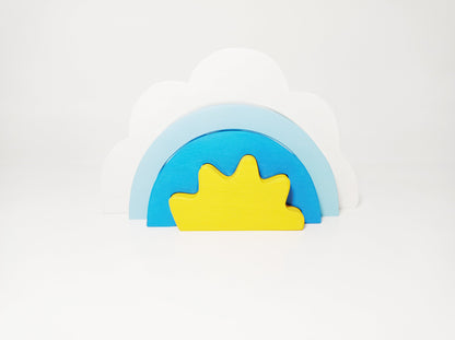 Sun stacker wooden toy, waldorf inspired wooden stacker, sun wooden toy, gift for kids, open ended play toys, wooden stacking sun,