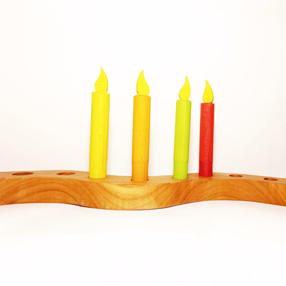 Wooden candleds for waldorf birthday and celebration ring, safe candles, wooden ornaments, waldorf inspired, seasonal table decorations