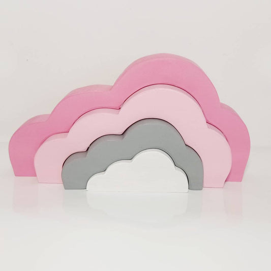 Pink cloud stacker, wooden stacking waldorf inspired toy, cloud toy,nursery decor, stacking toy, christmas gift, stocking filler, wooden toy