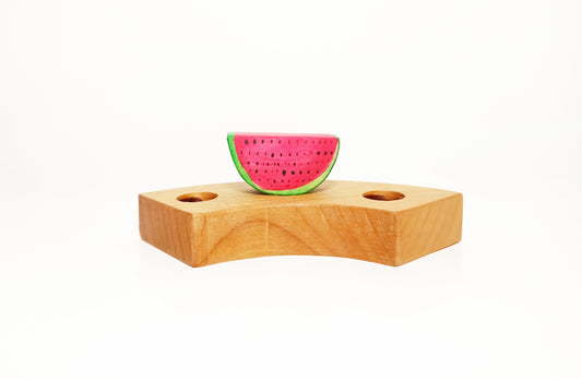 Watermelon celebration ring ornament, birthday ring decoration, waldorf inspired birthday decor, waldorf wooden wreath, seasonal table decor