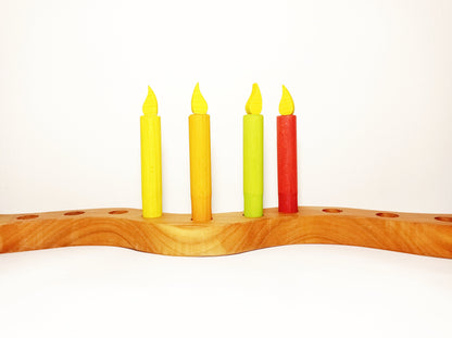 Wooden candleds for waldorf birthday and celebration ring, safe candles, wooden ornaments, waldorf inspired, seasonal table decorations