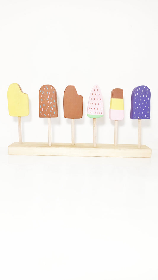 Ice cream set of 6, wooden play food, wooden ice creams, open ended play, pretend play, small world play waldorf wooden toy set, montessori