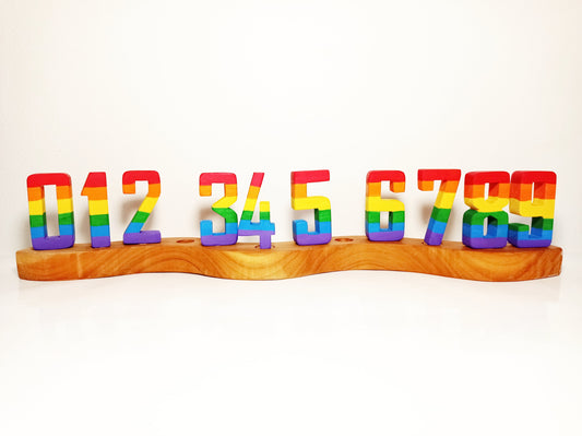 Rainbow numbers ring ornaments, ring ornament number set, celebration ring numbers, waldorf birthday ring, celebration spiral, advent spiral