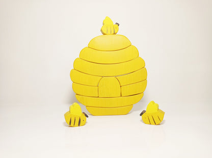 Beehive with bee wooden stacking toy