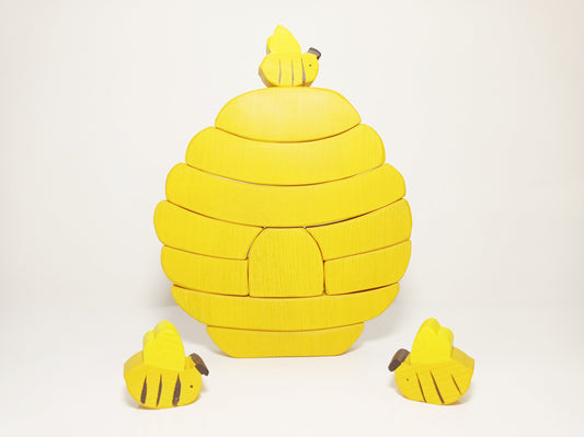 Beehive with bee wooden stacking toy