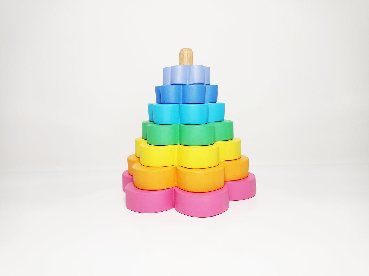 Flower wooden pastel stacker, wooden flower stacking toy, toy for toddlers, waldorf inspired, montessori wooden toy, imaginative play set