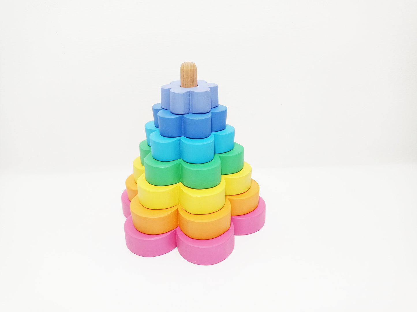 Flower wooden pastel stacker, wooden flower stacking toy, toy for toddlers, waldorf inspired, montessori wooden toy, imaginative play set