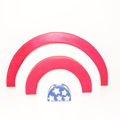 Stars and stripes usa flag wooden stacker, patriotic usa wooden stacking toy, 4th of July wooden toy, waldorf inspired wooden toy stacker