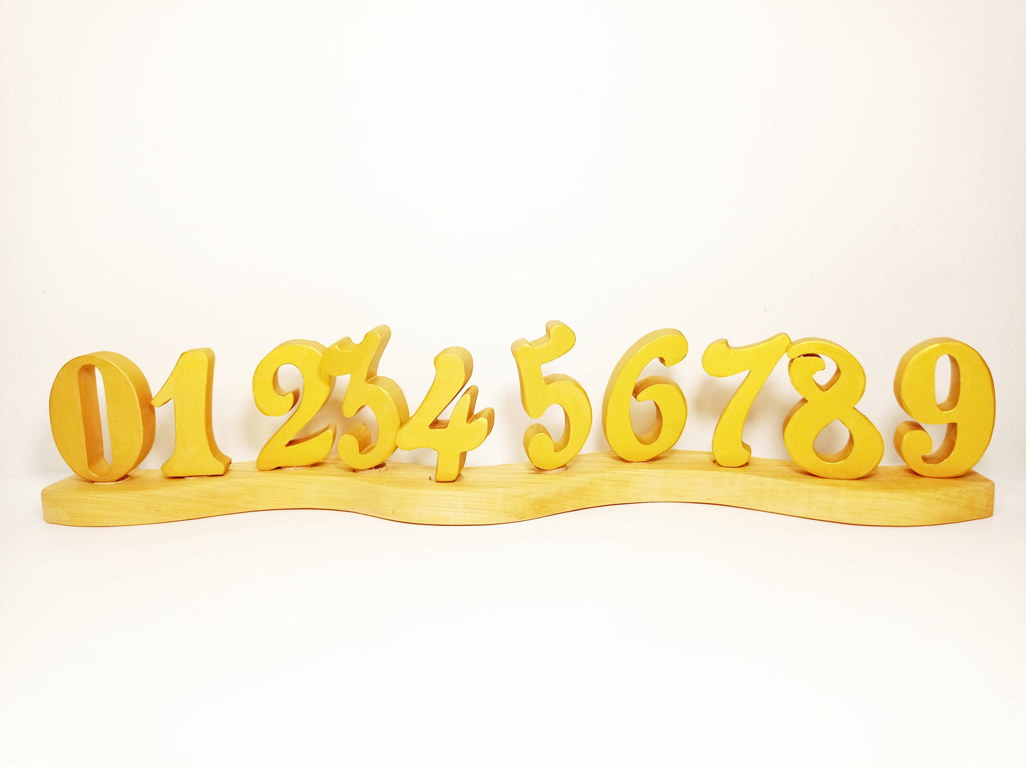 Set of 10 golden numbers waldorf celebration ring ornaments, waldorf birthday numbers set, golden numbers waldorf, seasonal table decoration