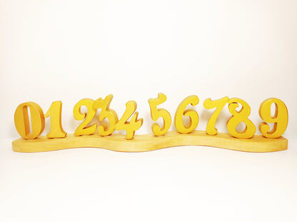 Set of 10 golden numbers waldorf celebration ring ornaments, waldorf birthday numbers set, golden numbers waldorf, seasonal table decoration