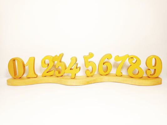 Set of 10 golden numbers waldorf celebration ring ornaments, waldorf birthday numbers set, golden numbers waldorf, seasonal table decoration