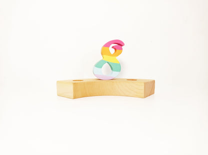 Pastel rainbow number eight celebration ring ornament, waldorf birthday ring wreath decor number 8, seasonal table decoration, jaar ring