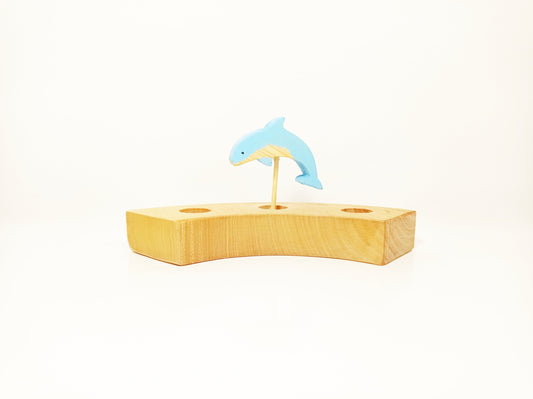 Dolphin celebration ring ornament, waldorf wooden ring ornament, waldorf birthday ring, ring ornaments, wooden dolphin, seasonal table decor