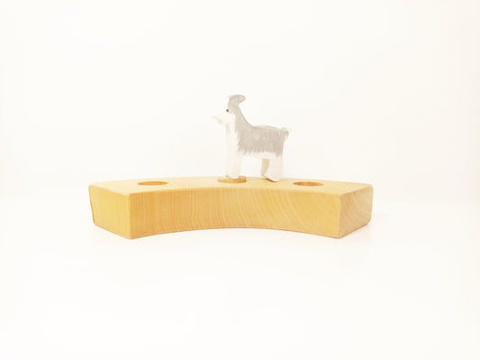 Goat celebration ring ornament, waldorf birthday ring decoration, goat wooden waldorf ornament, seasonal table decoration, waldorf birthday