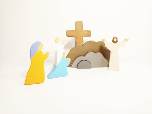 Easter nativity scene, resurrection scene, christian decor, easter wooden decoration, religious easter home decor, jesus risen home decor