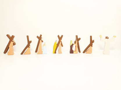 Passion of the Christ wooden figurine set, Easter decoration, the Sacrifice on the Cross figurines, wooden Easter decor, Christ sacrifice