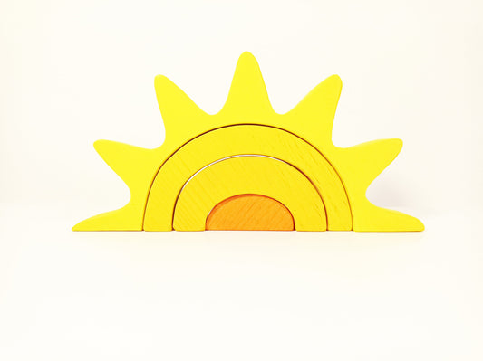 Sun stacker wooden toy, wooden stacking sun, sunrise wooden toy stacker, spring easter gift for kids, imaginative open ended play toy set