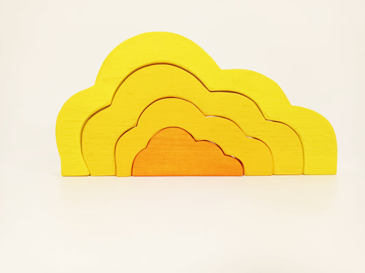 Yellow sunset cloud stacker,toy cloud stacker, wooden stacking waldorf inspired toy, cloud toy nursery decor, stacking toy, christmas gift,