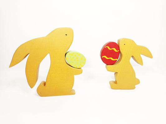 Bunny with Easter egg wooden toy set decoration