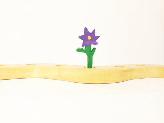 Purple flower celebration ring ornament, birthday ring decoration, waldorf wooden ring, seasonal table decor, flower waldorf wooden ornament