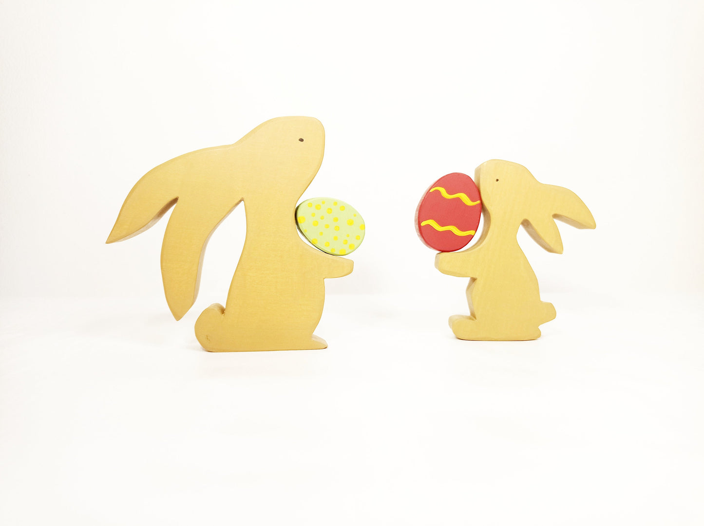 Bunny with Easter egg wooden toy set decoration