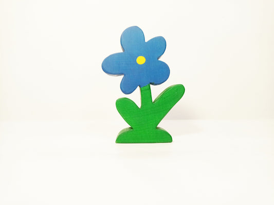 Blue flower wooden toy tired tray decor