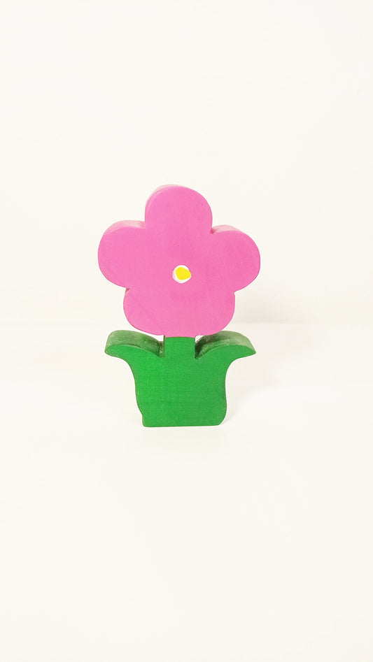 Pink flower wooden toy, waldorf toy flower, open ended toys, waldorf wooden toys, handmade wooden toys , seasonal nature table decor