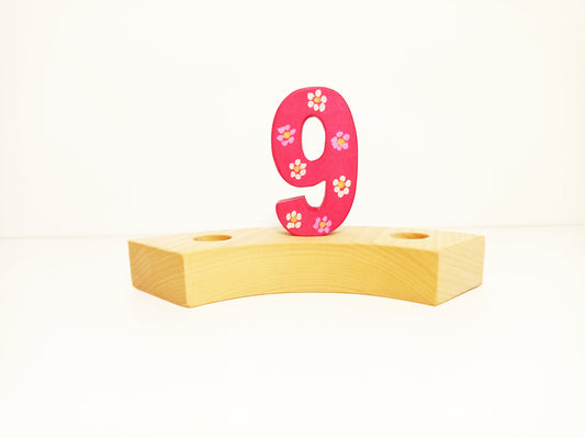 Flower number 9 birthday ring ornament, waldorf ring ornament, waldorf decoration, birthday ring, birthday decorations, waldorf numbers