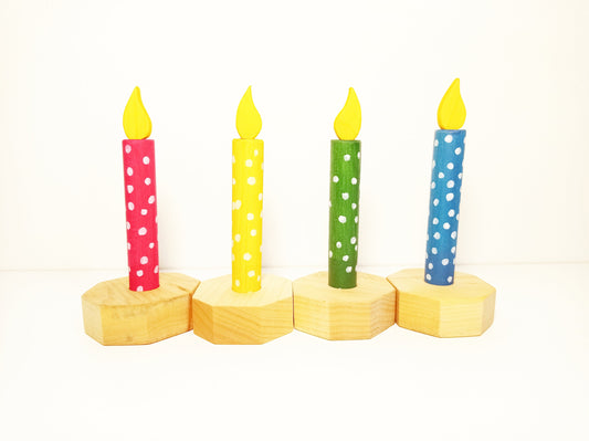 Wooden candles celebration birthday ring ornament, waldorf birthday candles, advent spiral wooden candle set, waldorf birthday traditions