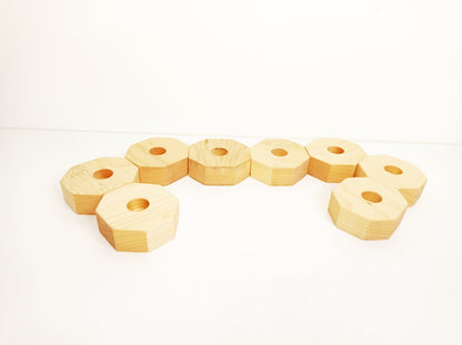 Waldorf hexagon 8 piece birthday celebration ring, waldorf wooden ring, waldorf spiral, wooden birthday candle holder, seasonal table decor