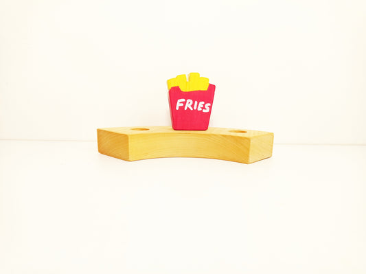 French fries celebration ring ornament, waldorf inspired birthday ornaments, seasonal table decoration, waldorf wooden food decor, jaar ring